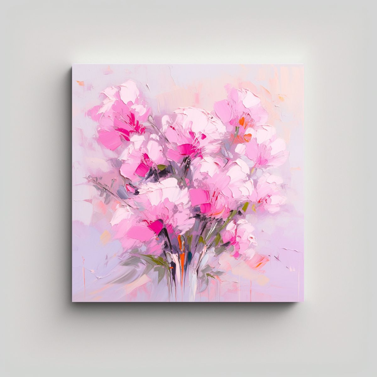GENERICO - Pintura En Lienzo Estilo Flores Rosadas En 60x60 Cm