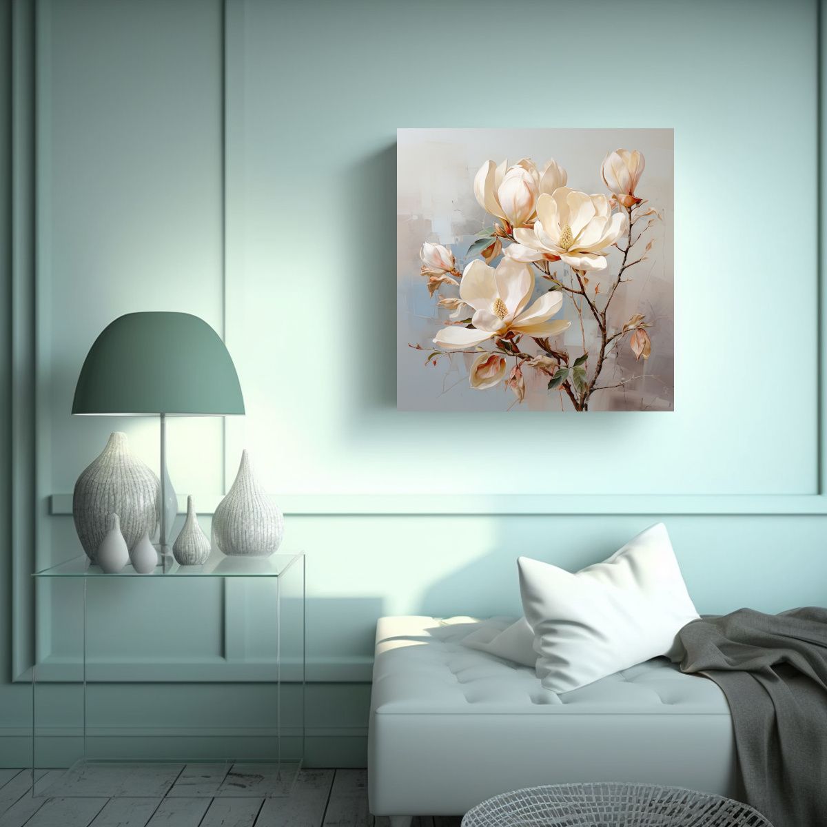 GENERICO - Pintura Abstracta De Flores Magnolias Colores 70x70 Cm