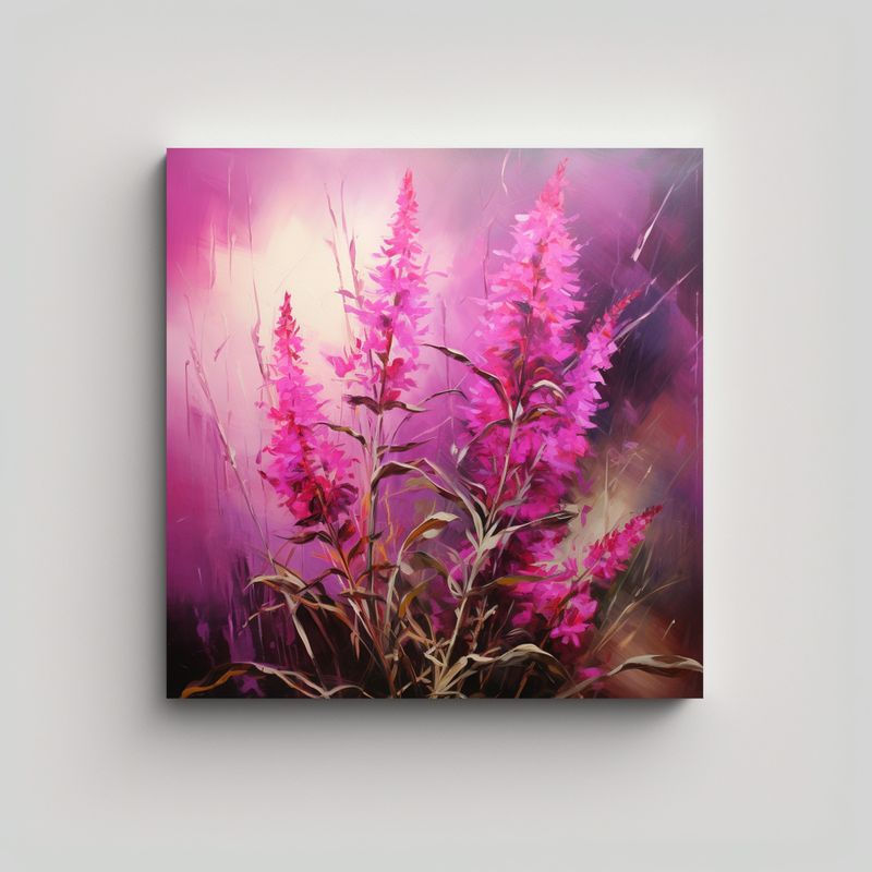 GENERICO - Pintura Abstracta Detallada De Hierbas Fireweed - 90x90 Cm