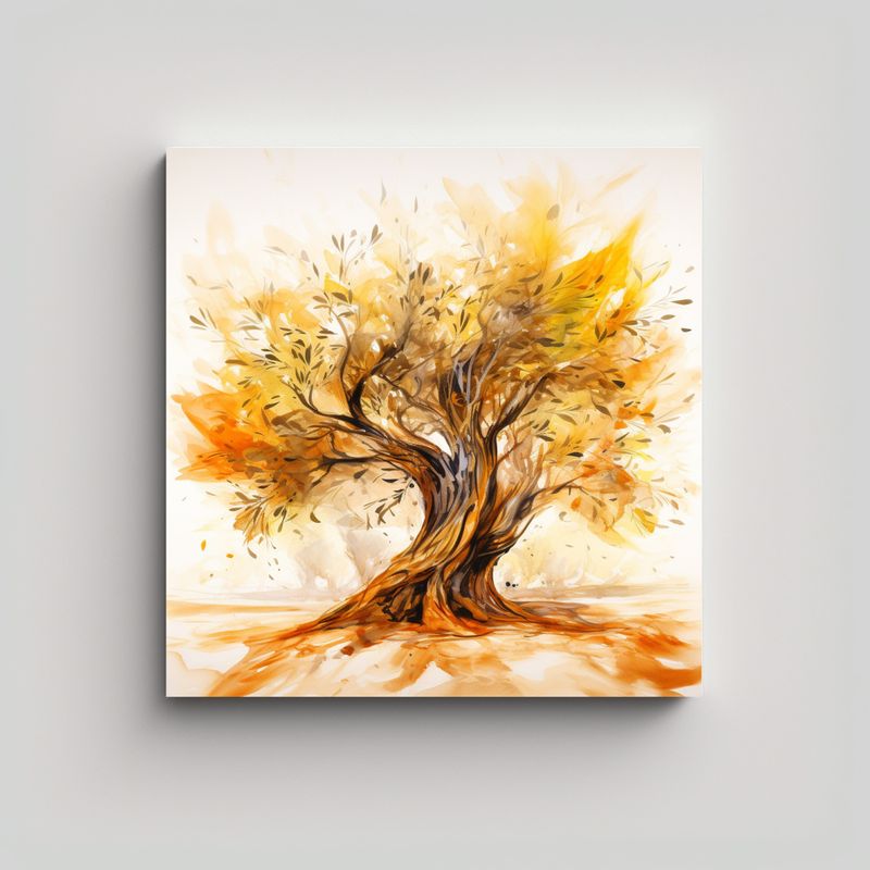 GENERICO - Lienzo Patron Intenso Unica A Olivo Naranja Y 60x60 Cm