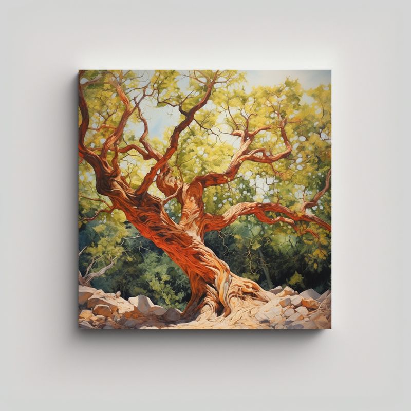 GENERICO - Pintura Abstracta Estilo óleo De árbol De 50x50 Cm