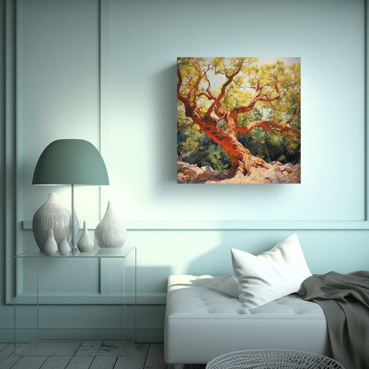 GENERICO - Pintura Abstracta Estilo óleo De árbol De 50x50 Cm