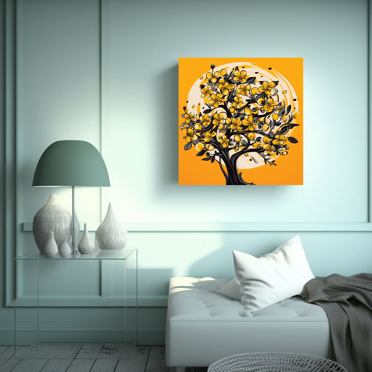 GENERICO - Cuadro Espectacular Combinación Árbol Naranja 60x60 Cm