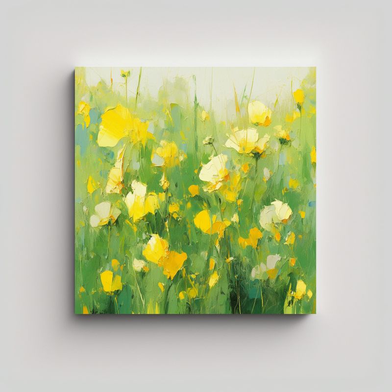 GENERICO - Pintura En Lienzo Resistente De Flores Amarillas 50x50 Cm