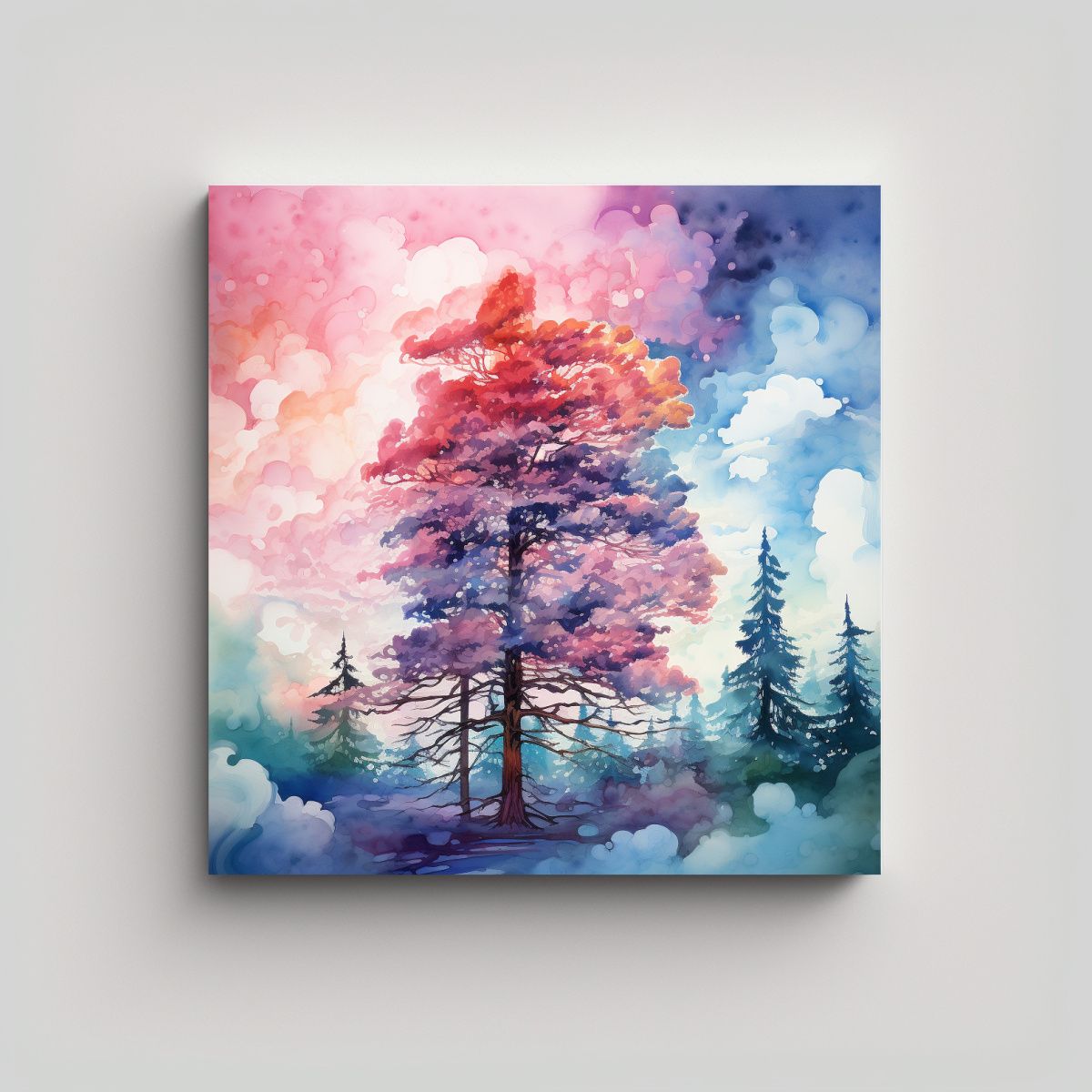 GENERICO - Cuadro Abstracto De Colores Rosa Y Azul Inspirado 70x70 Cm