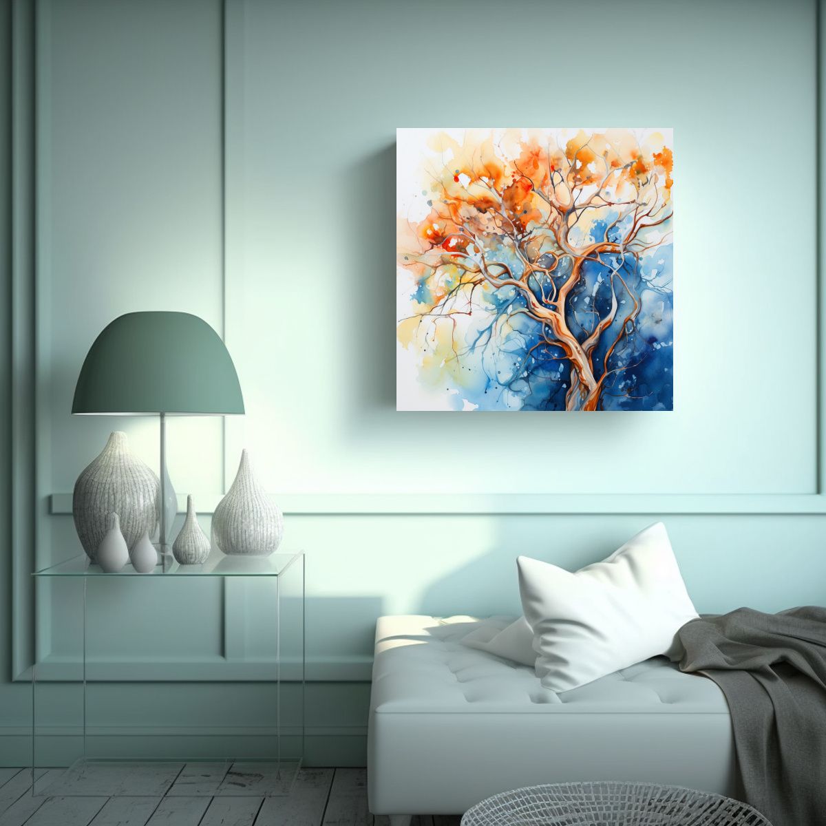 GENERICO - Lienzo Abstracción Impactante Arbutus Naranja Y 50x50 Cm