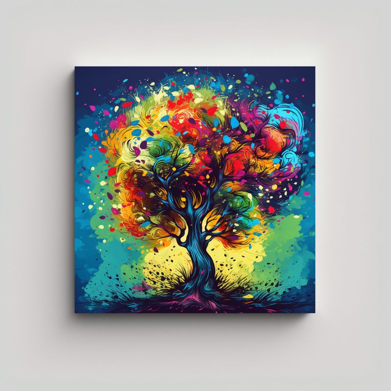 GENERICO - Pintura Original De Composición Tonos árbol 90x90 Cm