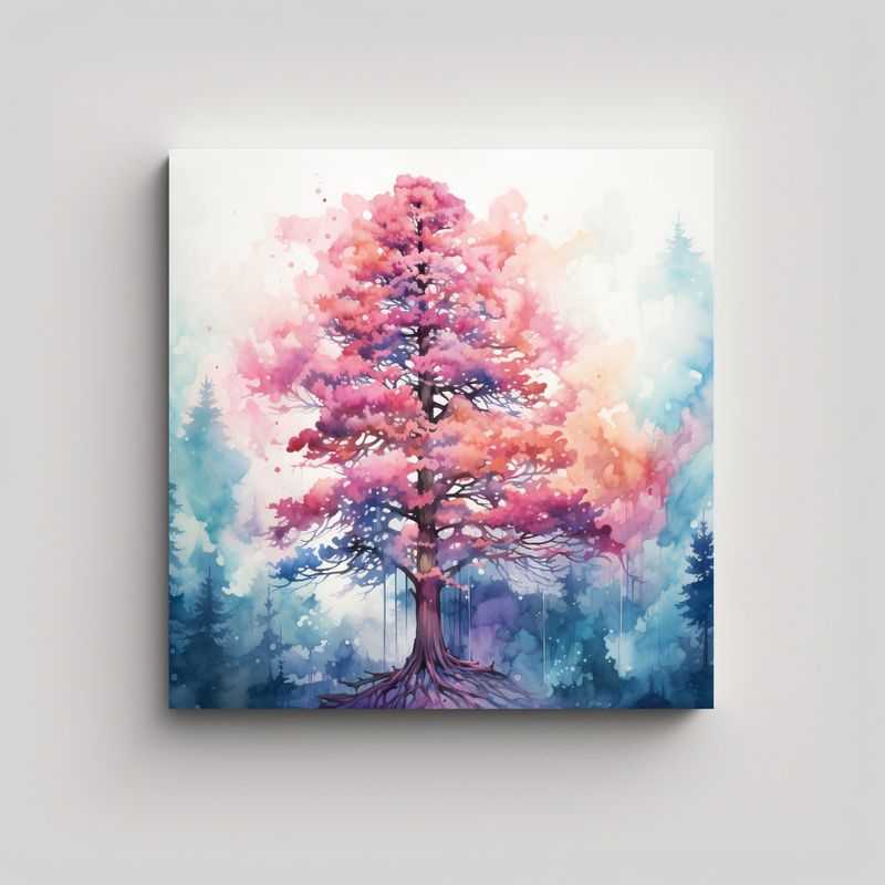 GENERICO - Cuadro Abstracto De Colores Rosado Y Azul De Un 70x70 Cm