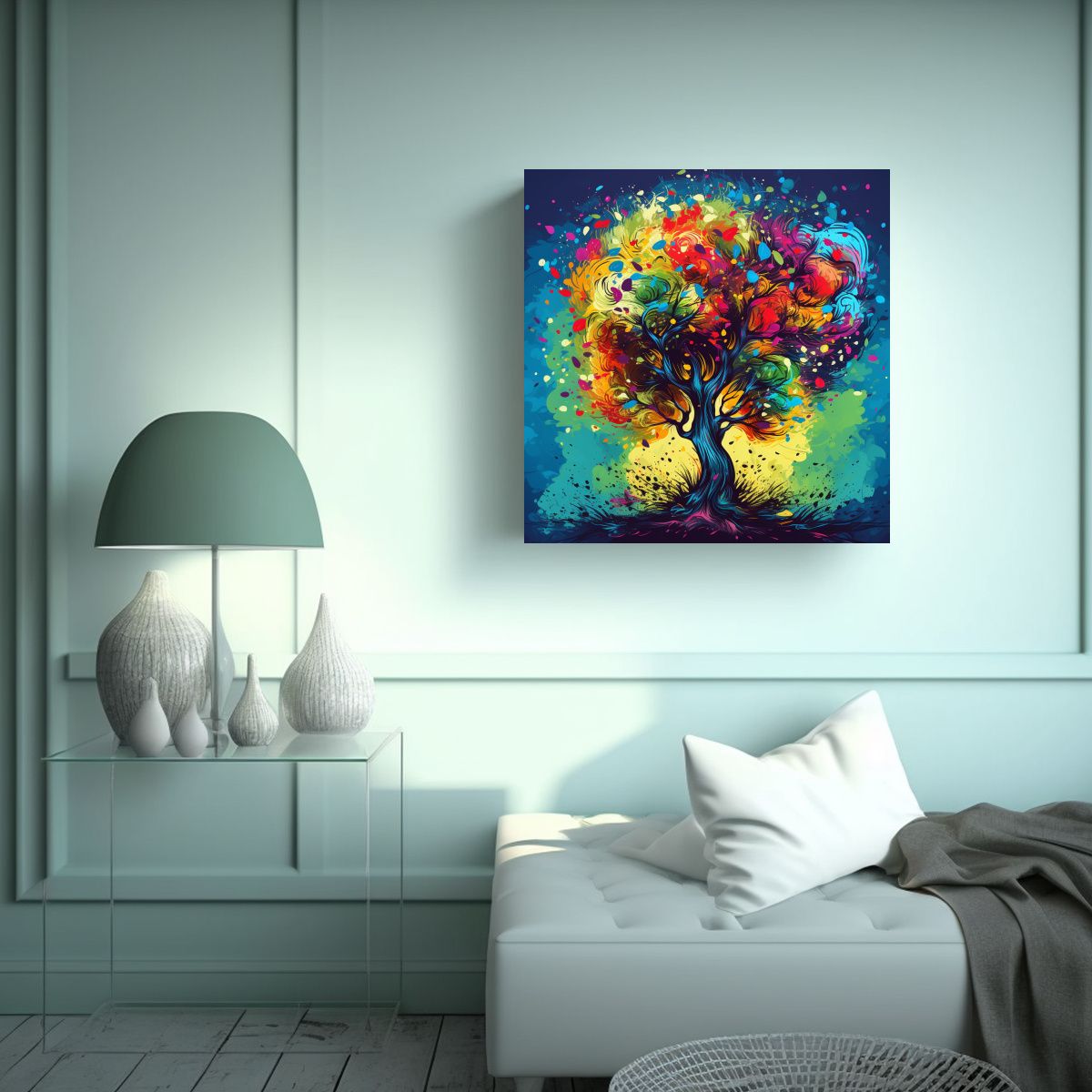 GENERICO - Pintura Original De Composición Tonos árbol 60x60 Cm