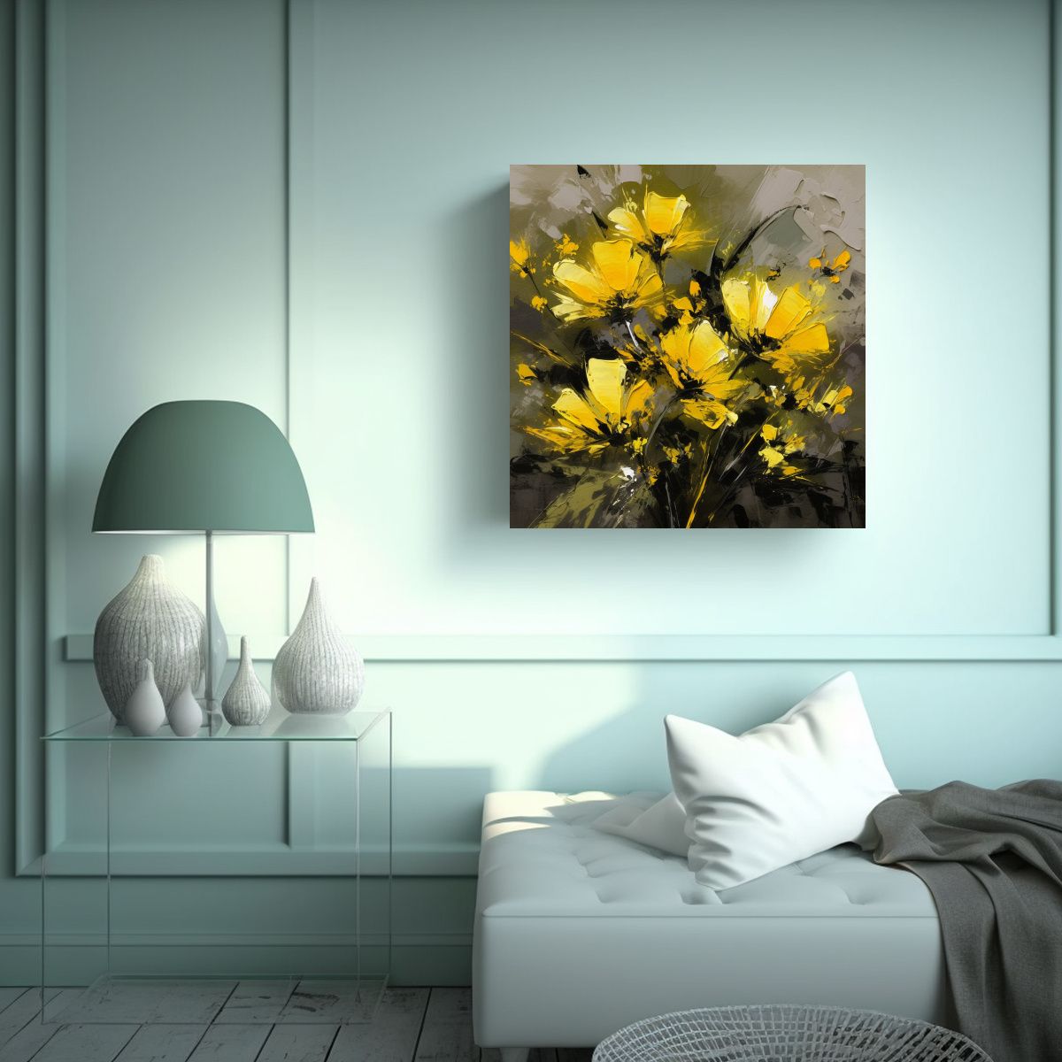 GENERICO - Pintura En Lienzo Calidos Intensidad A Amarillo Y 80x80 Cm