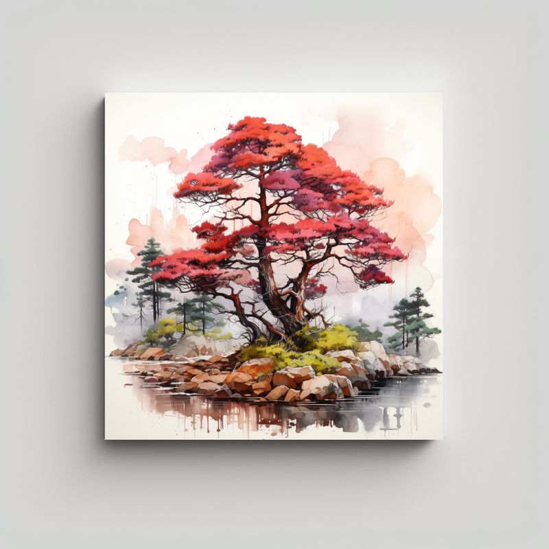 GENERICO - Pintura Abstracta De Alta Calidad De Un árbol De 90x90 Cm