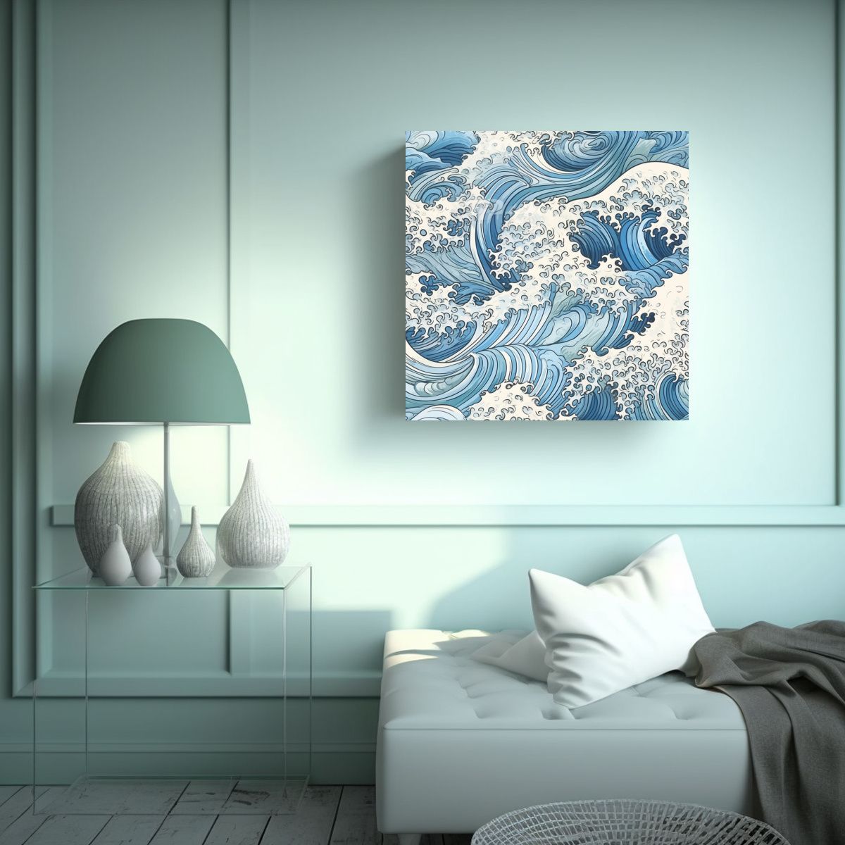 GENERICO - Pinturas Decorativas De Ondas Japonesas En 90x90 Cm