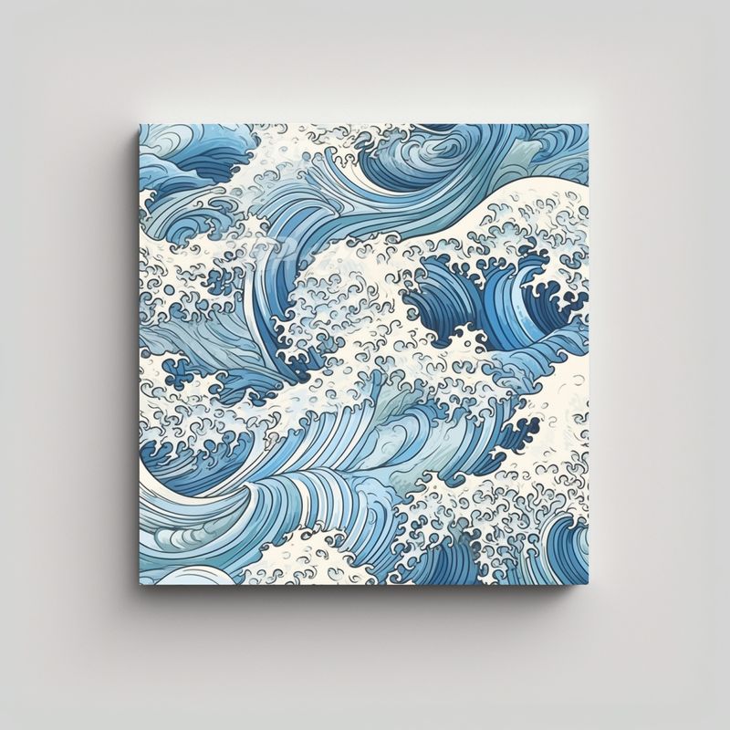 GENERICO - Pinturas Decorativas De Ondas Japonesas En 70x70 Cm