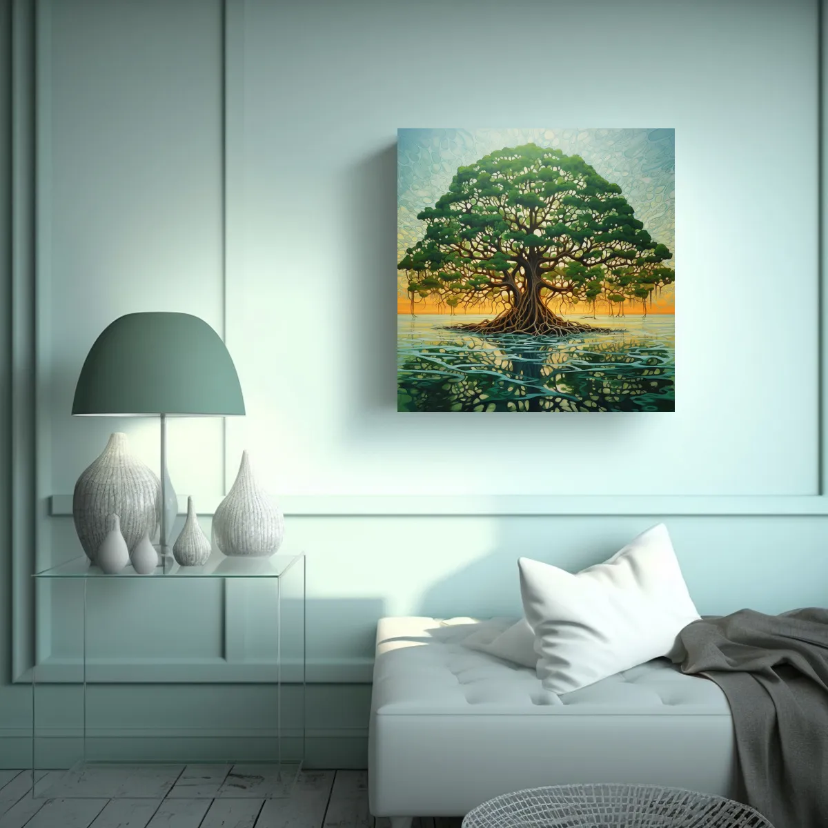 GENERICO - Pintura Abstracta De Un Majestuoso árbol De 60x60 Cm