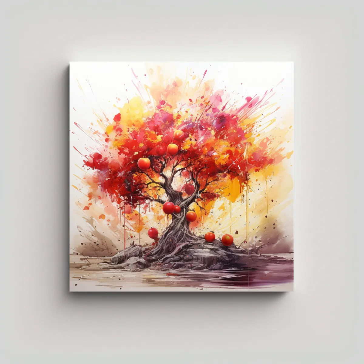 GENERICO - Cuadro Abstracto Para Comedor En Colores Rojos Y 90x90 Cm