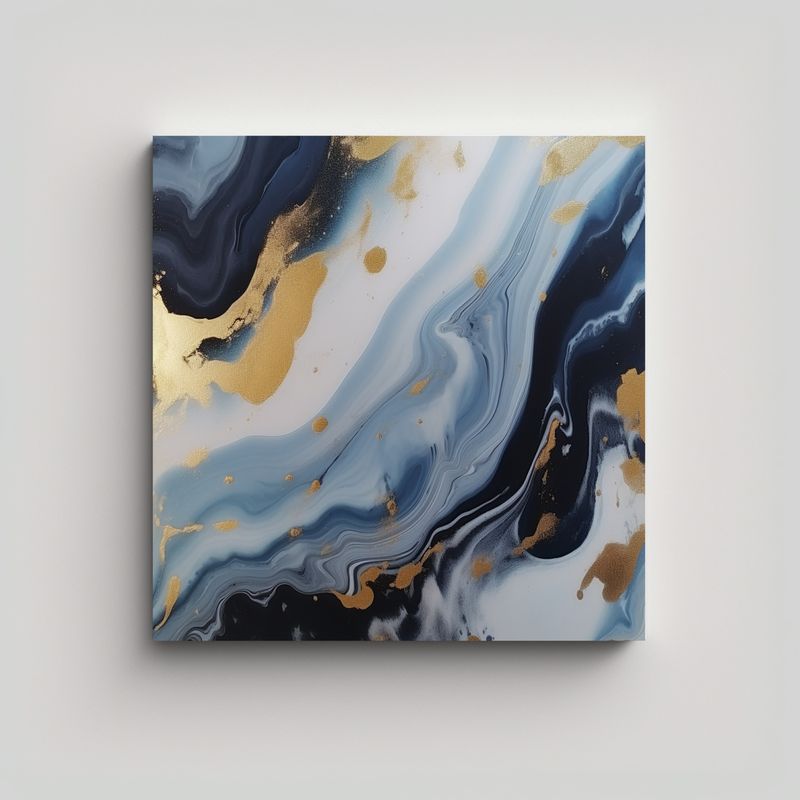 GENERICO - Lienzo Acuarela Exclusivo Fondo Negro Y Azul 50x50 Cm