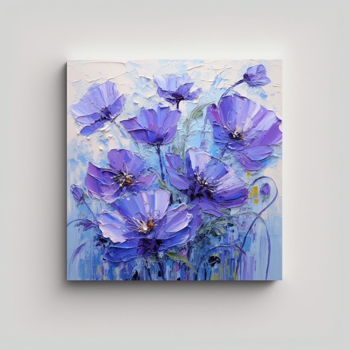 GENERICO - Pintura En Lienzo Vintage De Flores En Tonos 90x90 Cm