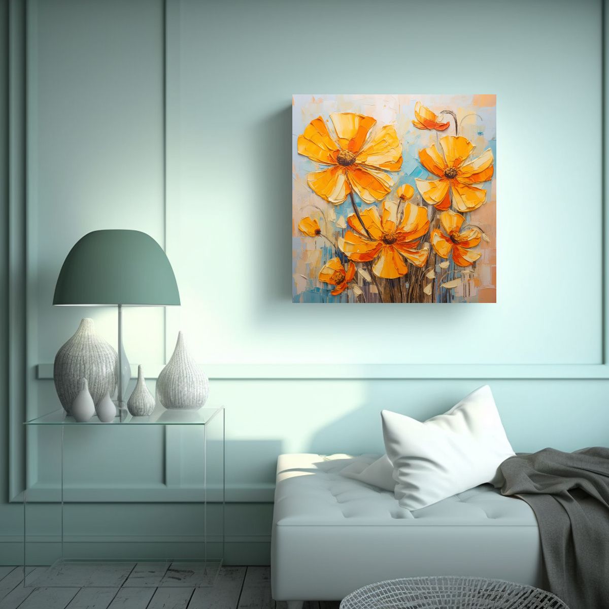 GENERICO - Cuadro Lienzo Sublimado Enigmático Flores 70x70 Cm