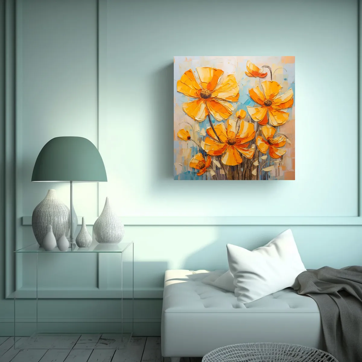 GENERICO - Cuadro Lienzo Sublimado Enigmático Flores 60x60 Cm