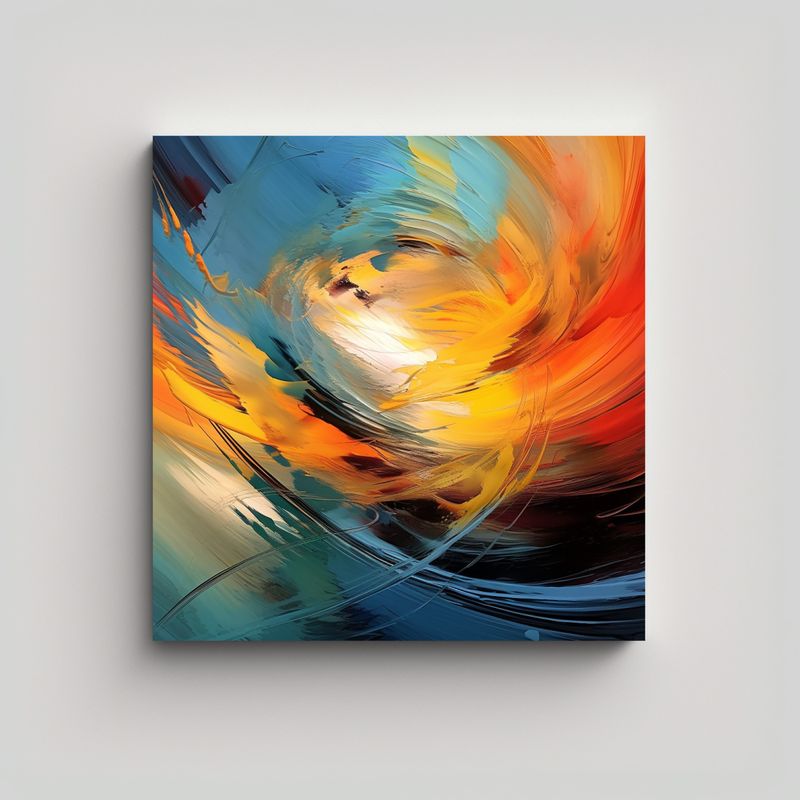 GENERICO - Cuadro Abstracto Con Colores Vibrantes Para 90x90 Cm