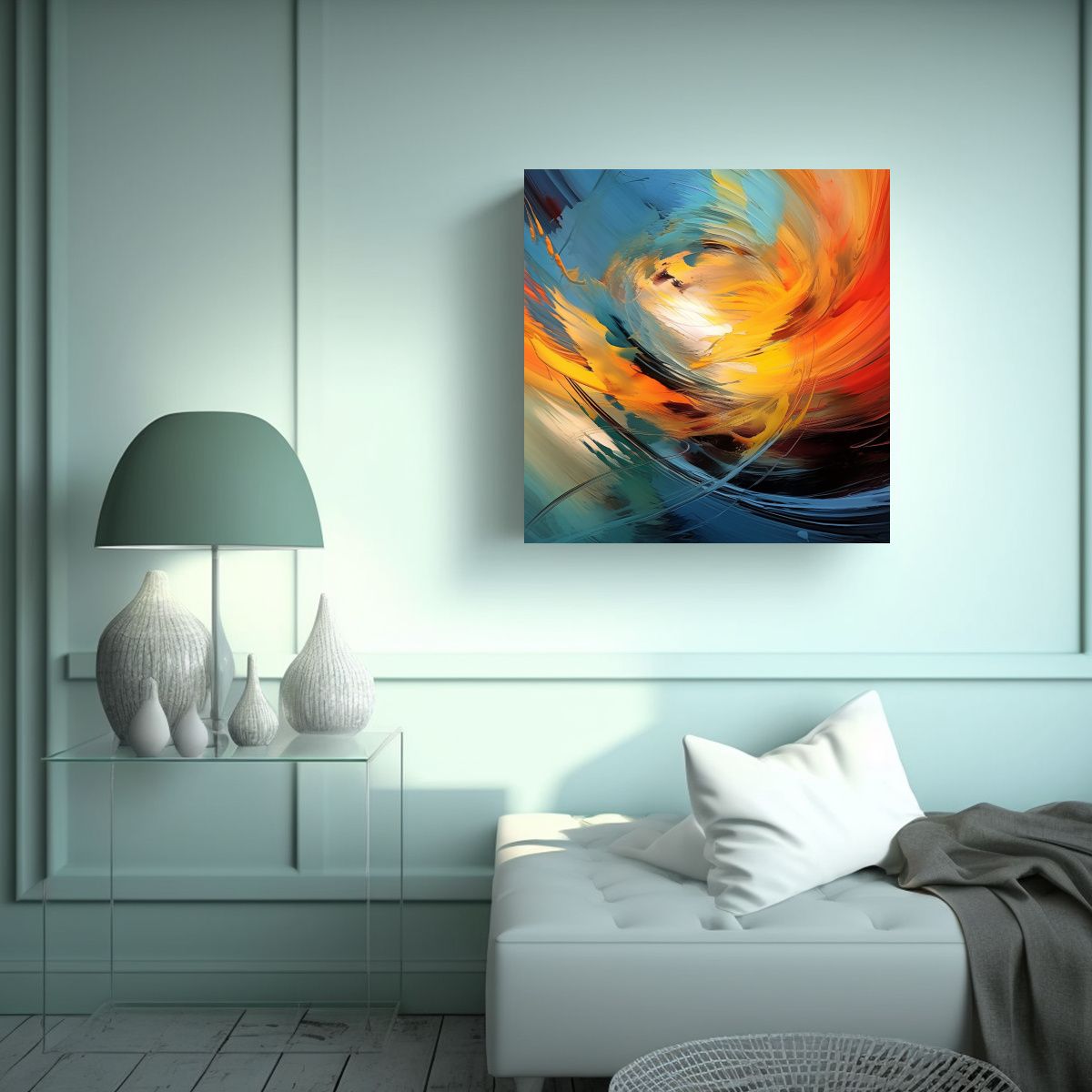 GENERICO - Cuadro Abstracto Con Colores Vibrantes Para 70x70 Cm