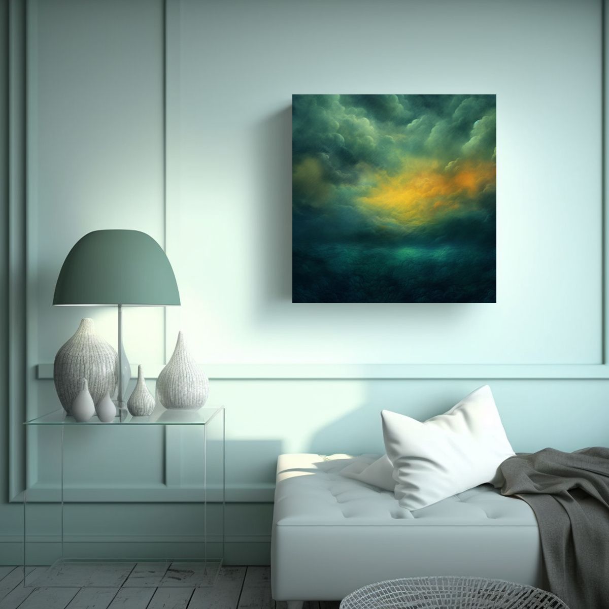 GENERICO - Cuadro Tela Sublimada Intensidad Verde Con 70x70 Cm