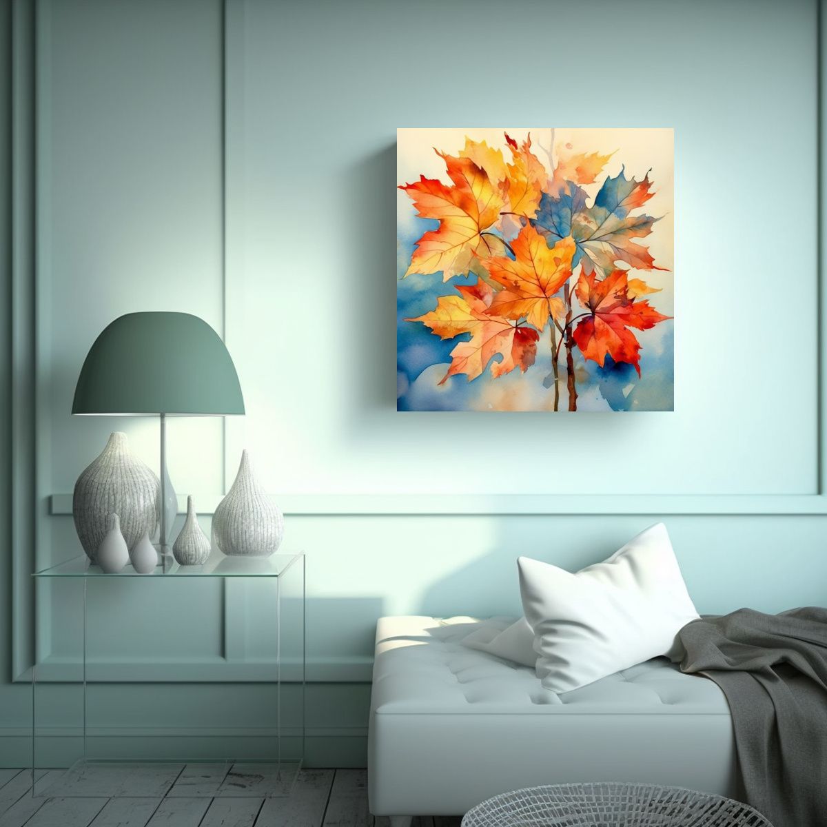 GENERICO - Pinturas De Pared Modernas Con Hojas Acuarela 50x50 Cm
