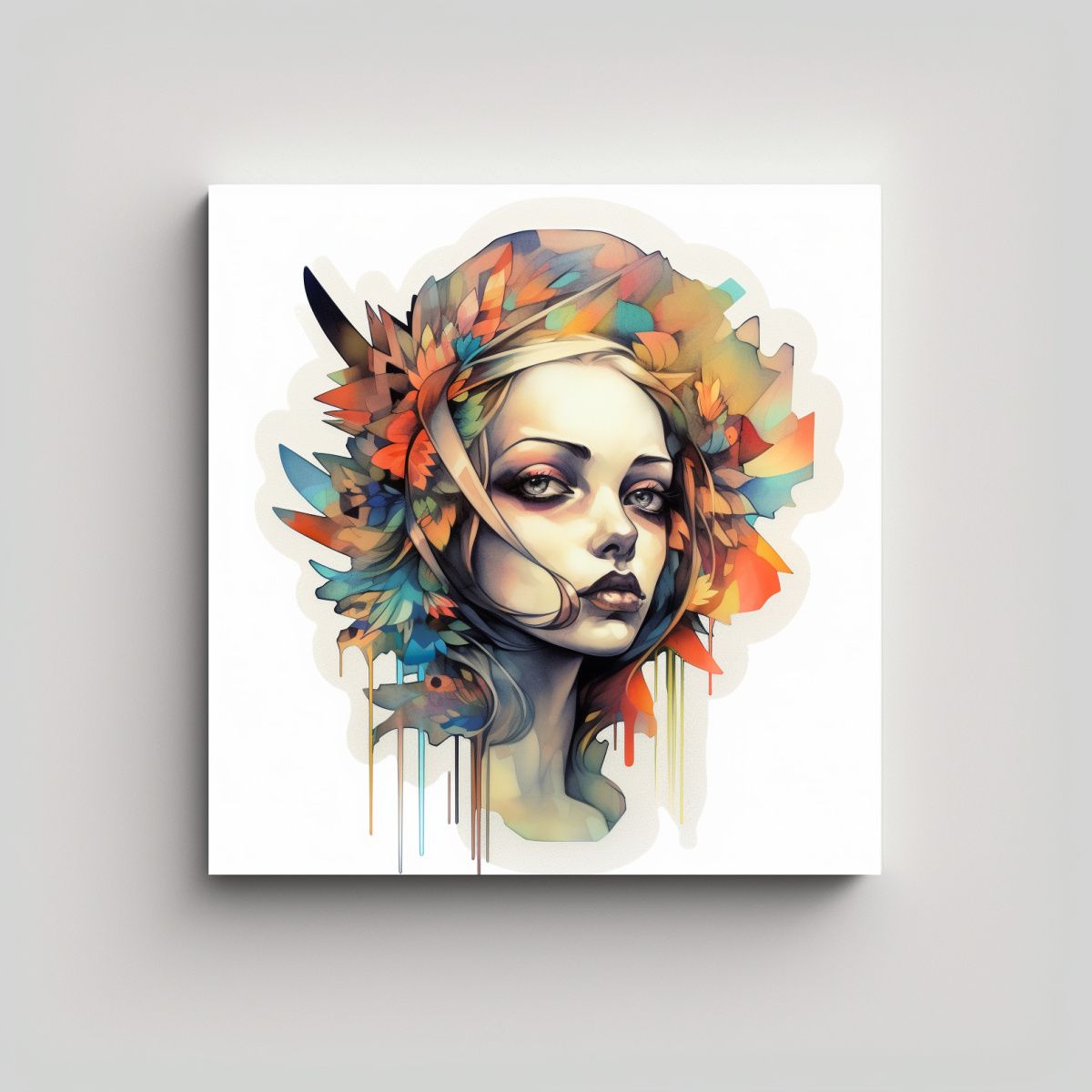 GENERICO - Retrato De Hada Hooper En Movimiento Con Plumas 90x90 Cm