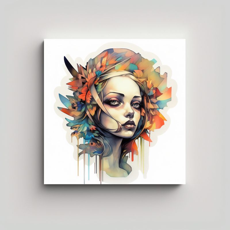 GENERICO - Retrato De Hada Hooper En Movimiento Con Plumas 70x70 Cm