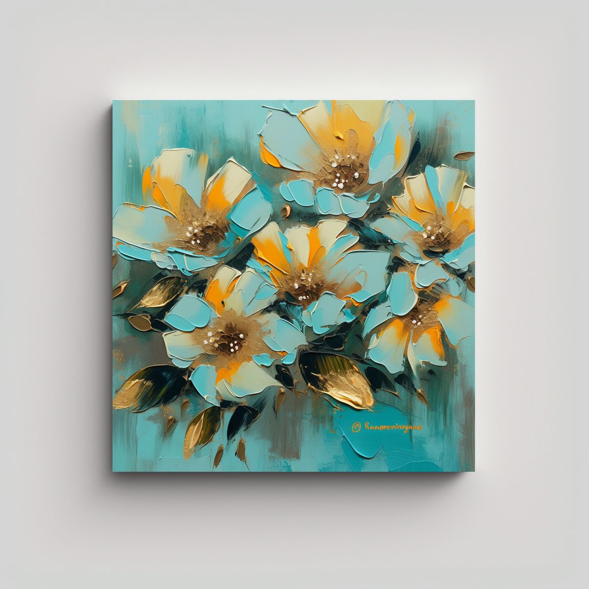 GENERICO - Pintura Decorativa En Lienzo Con Flores En 90x90 Cm