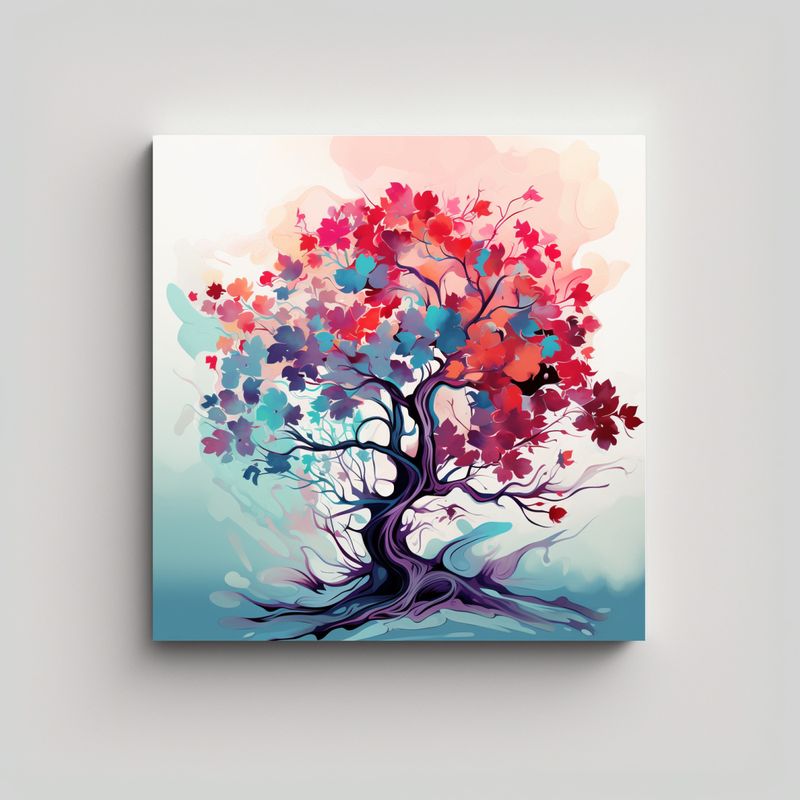GENERICO - Arte Comedor Árbol Sagrado En Colores Pastel 50x50 Cm