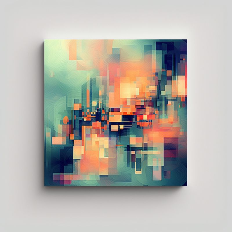 GENERICO - Pinturas Abstractas Digitales Geometricas Tela En 70x70 Cm