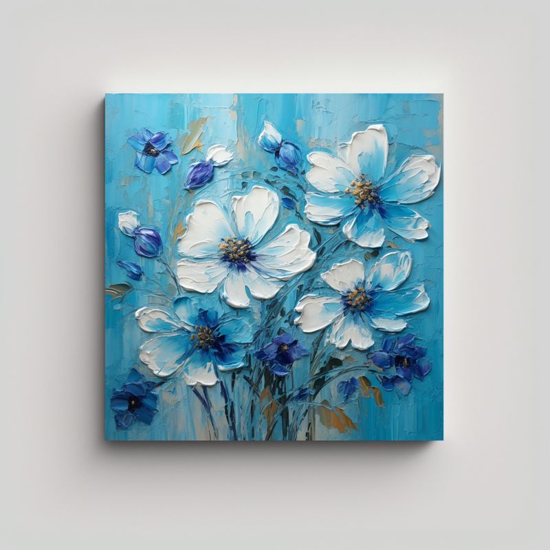 GENERICO - Cuadro Colores Equilibrio A Pintura De Flores 80x80 Cm