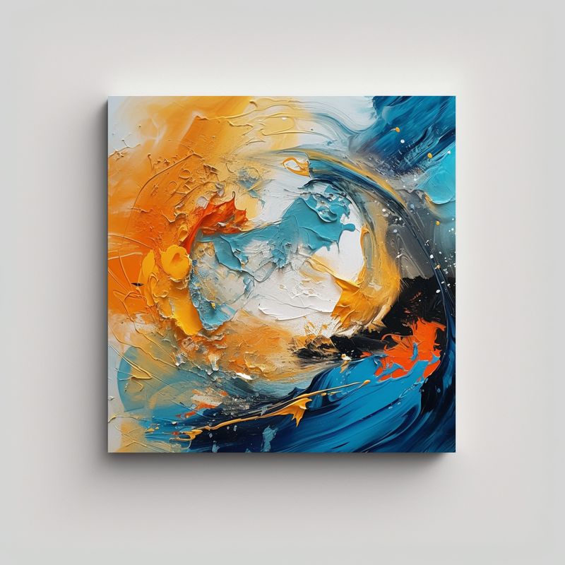 GENERICO - Tela En Bastidor Impreso Pintura Abstracta Con 80x80 Cm