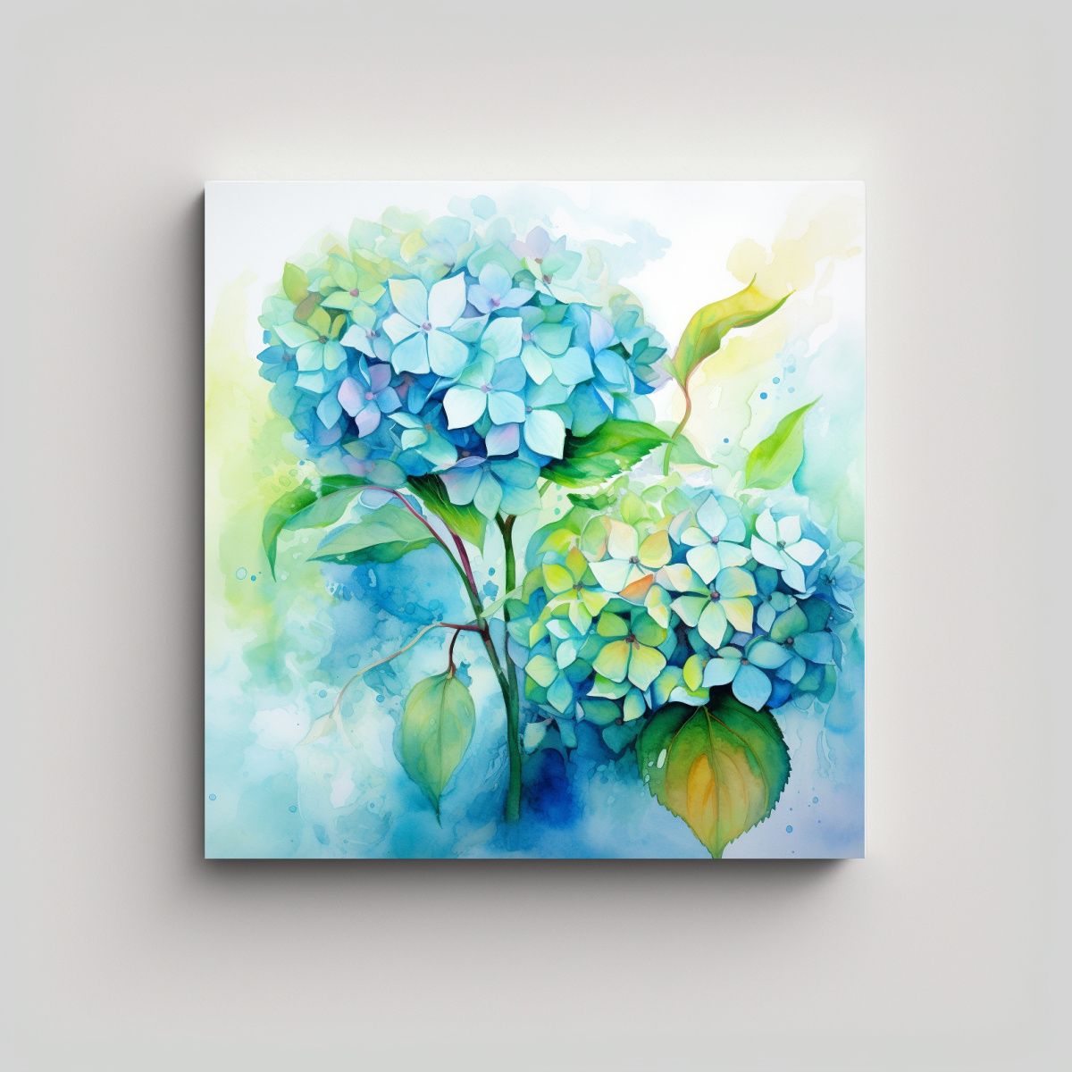 GENERICO - Pintura Abstracta De Flores Hydrangeas Verde Y 50x50 Cm