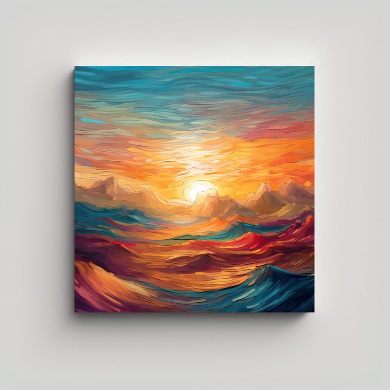 GENERICO - Pinturas Abstractas Digitales De Amanecer 50x50 Cm