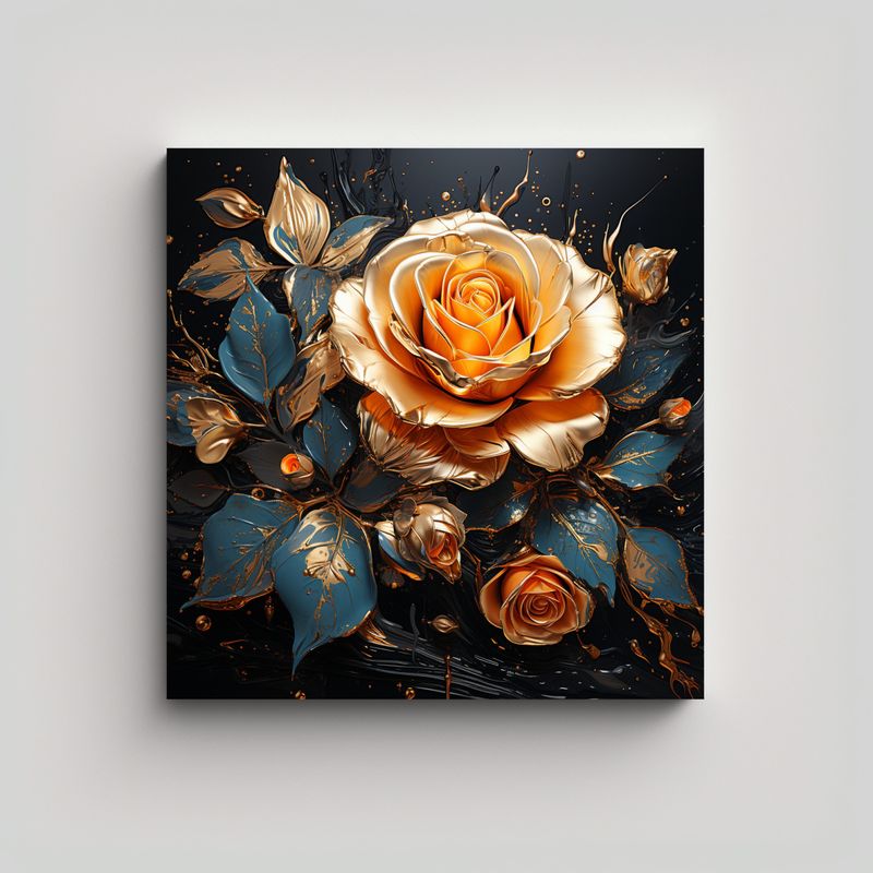 GENERICO - Pintura Decorativa En Colores Dorados Con 70x70 Cm
