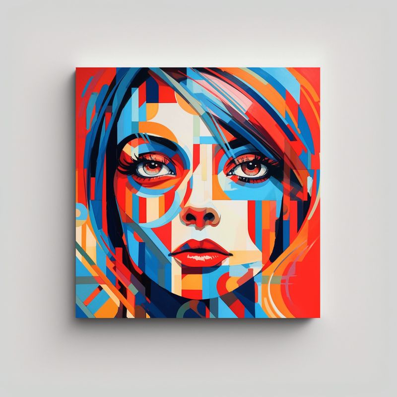 GENERICO - Cuadro De Tela Con Composición Espacial De Una 60x60 Cm