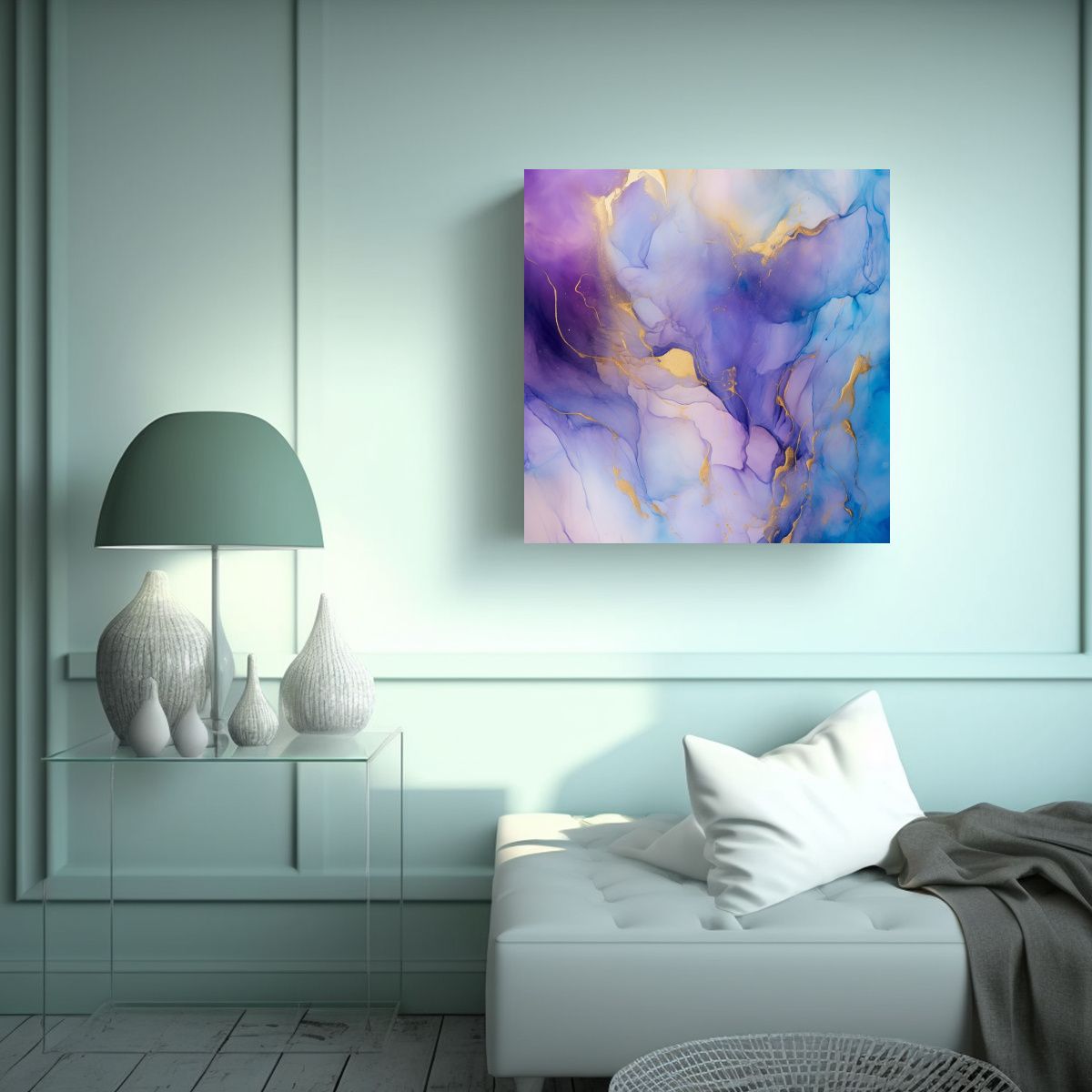 GENERICO - Cuadro Líneas Exclusivo Púrpura Y Azul En 80x80 Cm