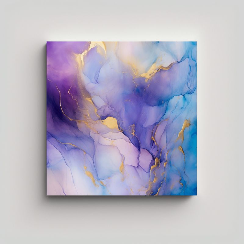 GENERICO - Cuadro Líneas Exclusivo Púrpura Y Azul En 50x50 Cm