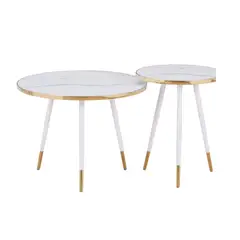 GENERICO - Juego De Mesa Doble Redonda De Centro Moderna Auxiliar TN