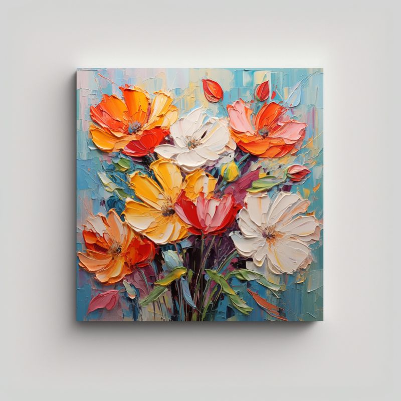 GENERICO - Pintura Floral En Lienzo Estilo Vib 80x80 Cm