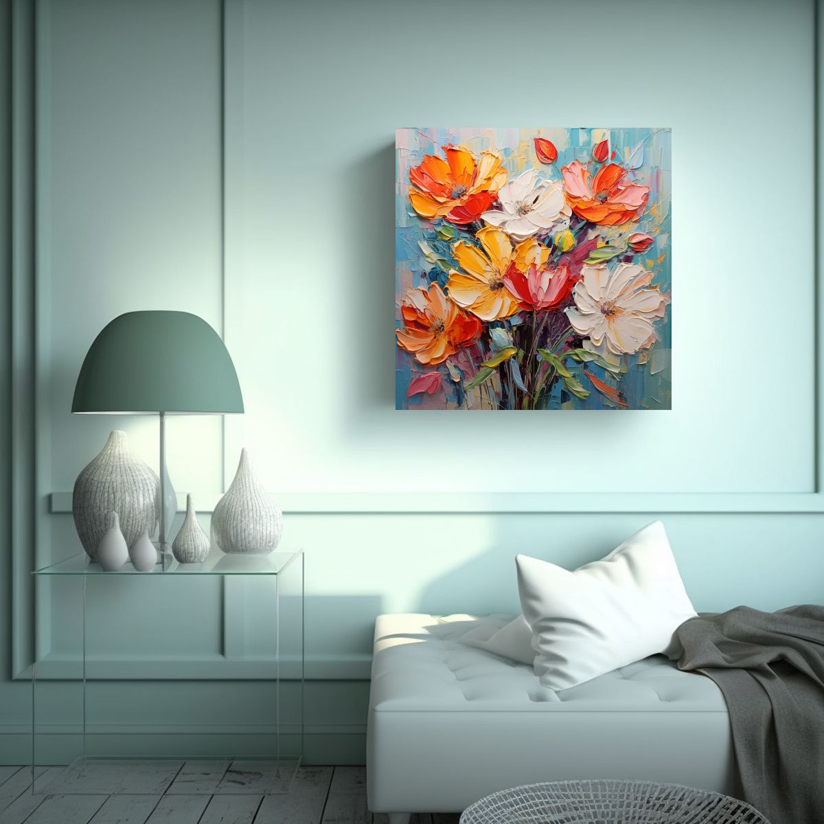 GENERICO - Pintura Floral En Lienzo Estilo Vib 50x50 Cm