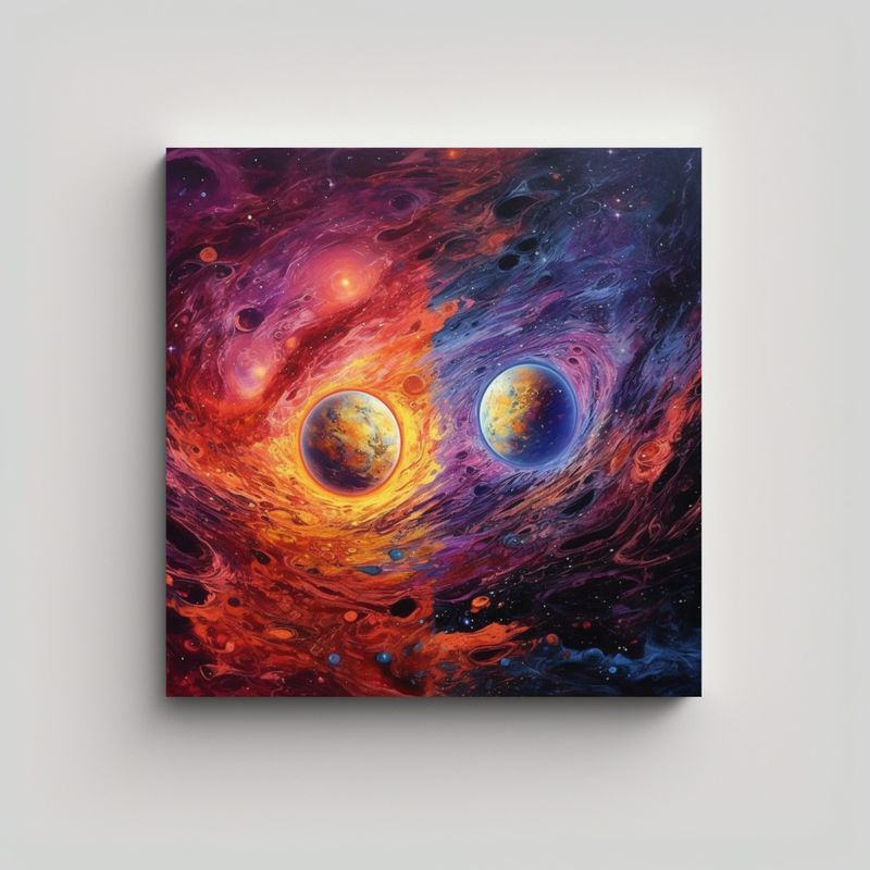 GENERICO - Pinturas Decorativas Con Dos Planetas Y Color De 60x60 Cm