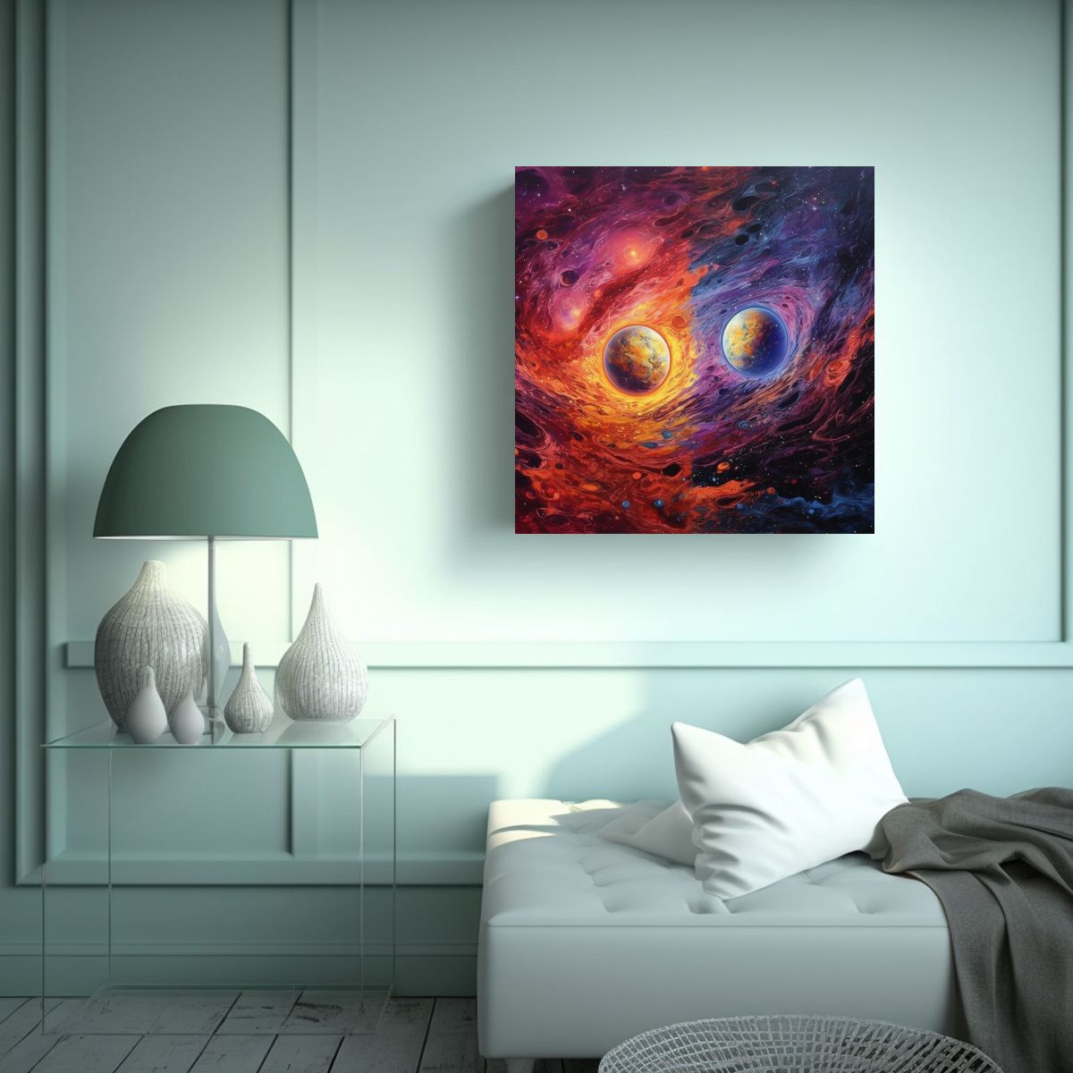 GENERICO - Pinturas Decorativas Con Dos Planetas Y Color De 50x50 Cm