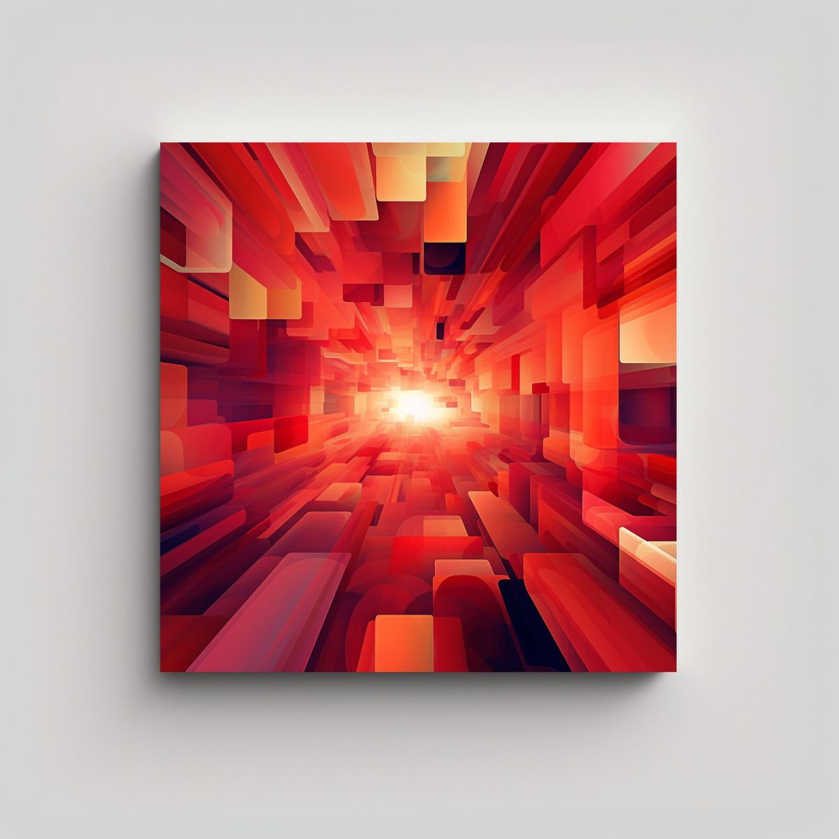 GENERICO - Cuadro Abstracto Colorido Con Fondo Rojo Estilo 70x70 Cm