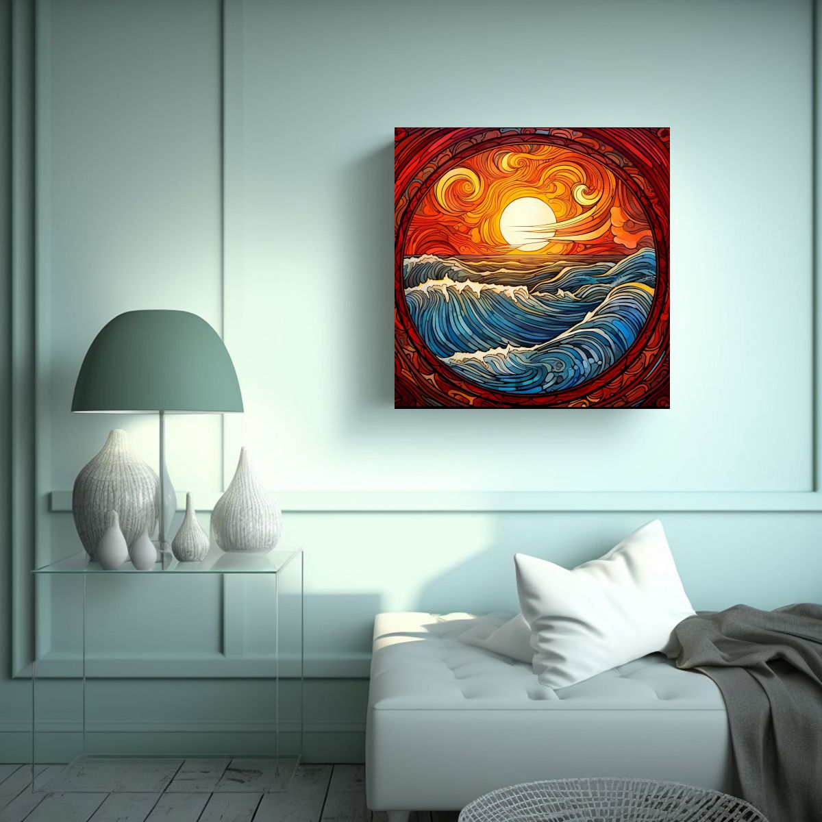GENERICO - Pintura Sublimada Fantasía En Fondo De Océano 70x70 Cm