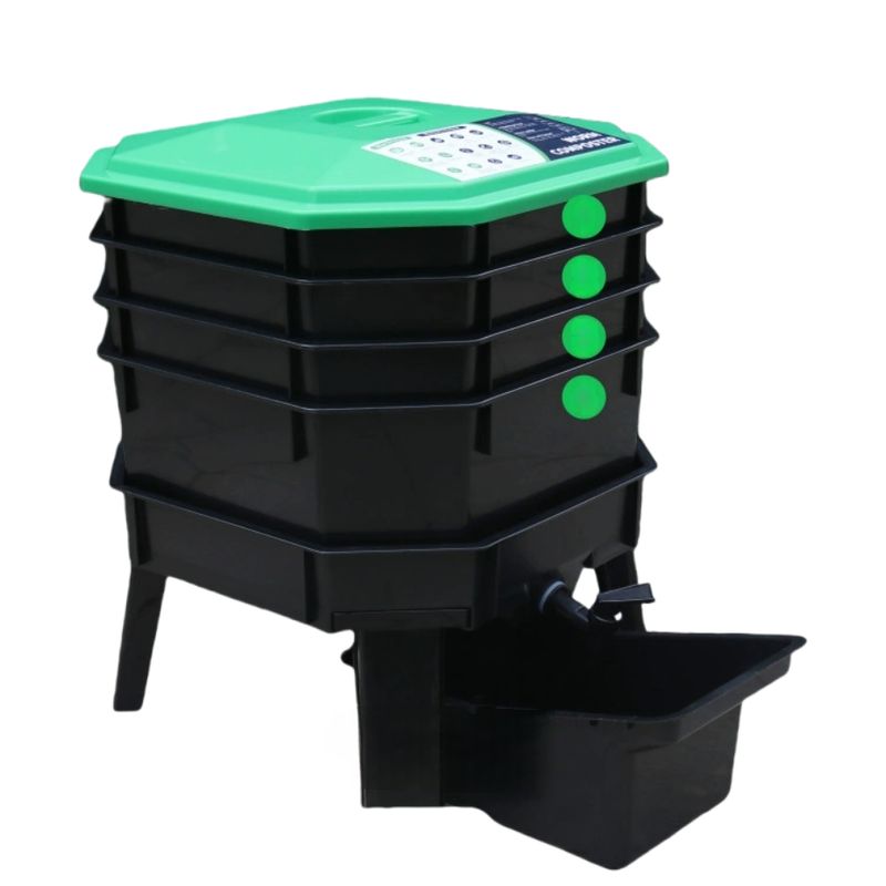GENERICO - Vermicompostera De 4 Bandejas Plástico Reciclado Compostera