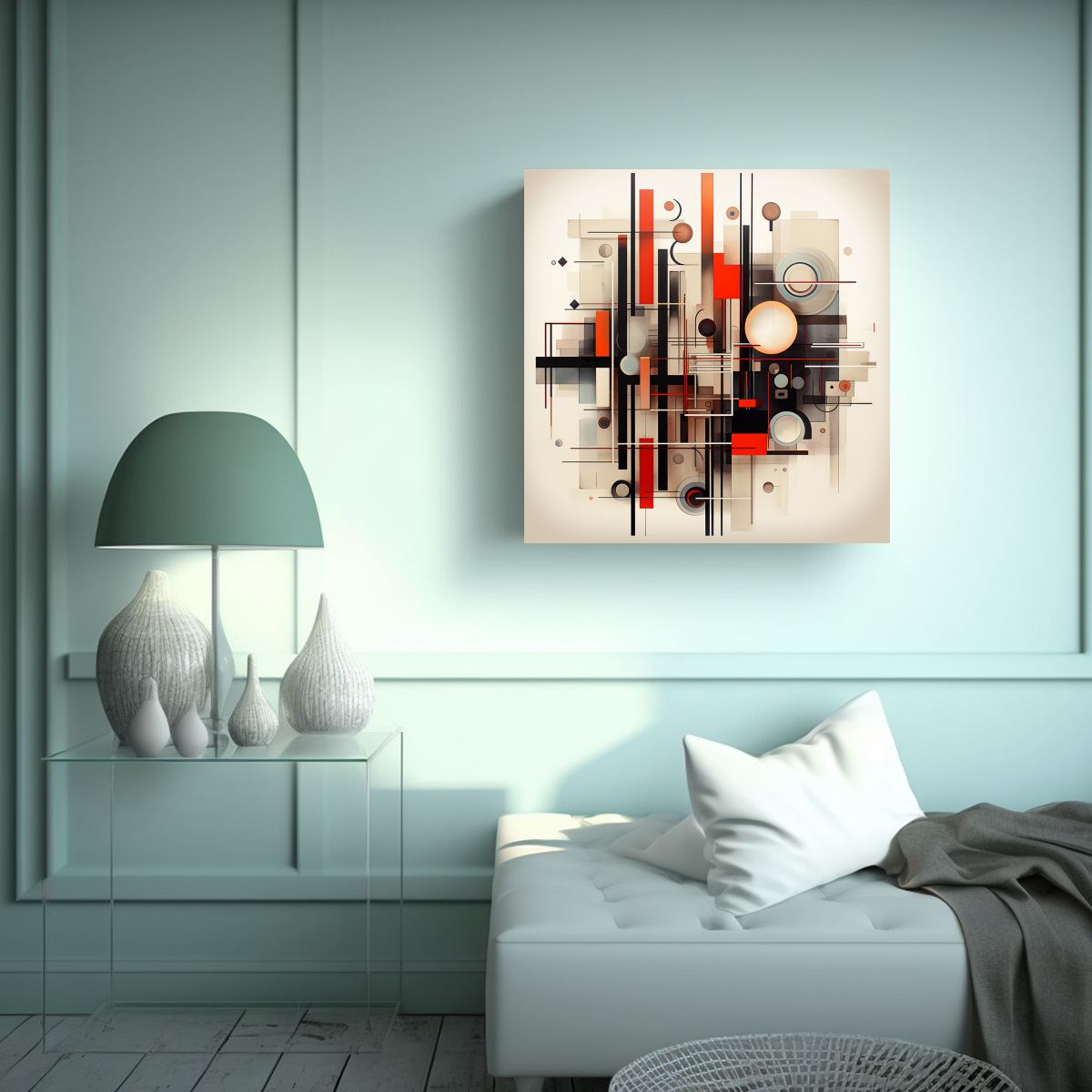 GENERICO - Pintura Decorativa Abstracta Y Elementos Formales 70x70 Cm