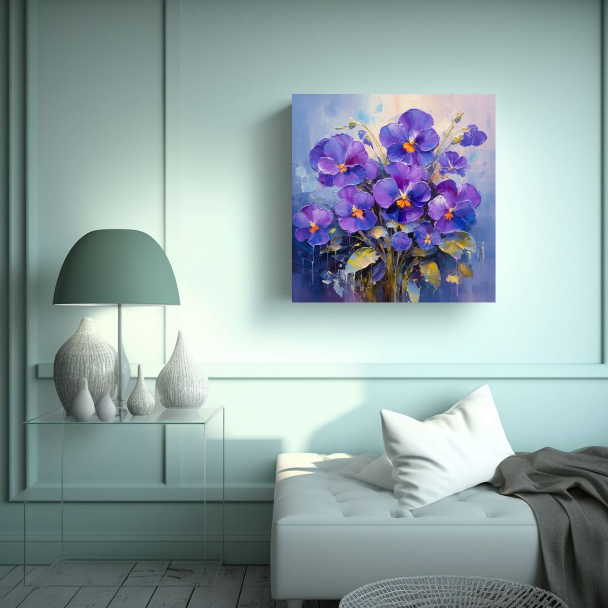 GENERICO - Cuadro Decorativo De Tela Sublimada Con Flores 50x50 Cm